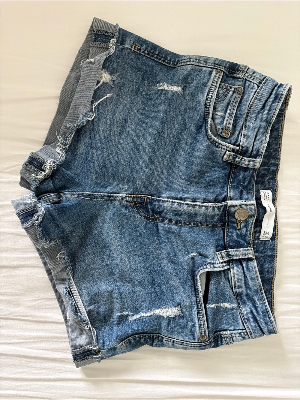 Zara Distressed Denim Jean Shorts - Blue